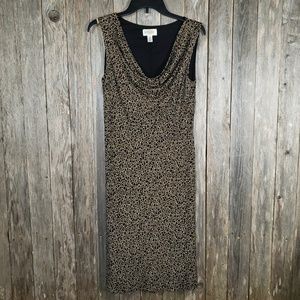 Talbots S Animal Print Knit Dress Classic Minimalist Mod Retro Edgy Grunge